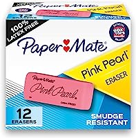 Paper Mate Erasers Pink Pearl Large Erasers, 12 Count