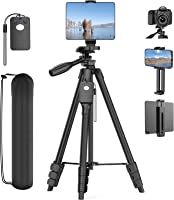 63" Tripod Stand for 4"-13" Phone & Tablet, Camera Tripod Stand with Rechargeable Remote & Bag, Aluminum Professional...