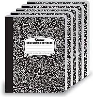 Rosmonde Composition Notebooks Wide Ruled 5 Pack, 200 Pages (100 Sheets), 9-3/4 x 7-1/2", Black & White Marble...