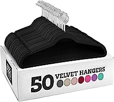 Zober Velvet Hangers 50 Pack - Heavy Duty Black Hangers for Coats, Pants & Dress Clothes - Non Slip Clothes Hanger Set -...