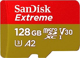 SanDisk 128GB Extreme microSDXC UHS-I Memory Card with Adapter - Up to 160MB/s, C10, U3, V30, 4K, A2, Micro SD -...