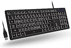 X9 Performance Backlit Large Print Keyboard - Easy to See and Type - Light Up Keyboard for Elderly or Visually Impaired...