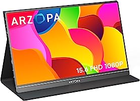 ARZOPA Portable Monitor, 15.6'' 1080P FHD Laptop Monitor USB C HDMI Computer Display HDR Eye Care External Screen...