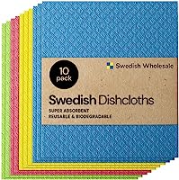 Swedish Wholesale Swedish DishCloths for Kitchen- 10 Pack Reusable Paper Towels for Counters & Dishes - Eco Friendly...