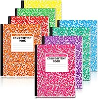 Composition Notebook, 8 Pack 8 Pastel Colors Wide Ruled Composition Books Bulk by Feela, Marble Cover Notepad Lined Cute...