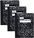 Mead Composition Notebooks, 3 Pack, Wide Ruled Paper, 9-3/4" x 7-1/2", 100 Sheets per Comp Book, Black Marble (38301)