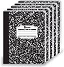 Rosmonde Composition Notebooks Wide Ruled 5 Pack, 200 Pages (100 Sheets), 9-3/4 x 7-1/2", Black & White Marble...