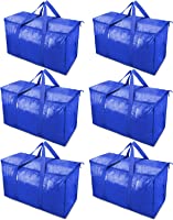 TICONN 6 Pack Extra Large Moving Bags with Zippers & Carrying Handles, Heavy-Duty Storage Tote for Space Saving Moving...